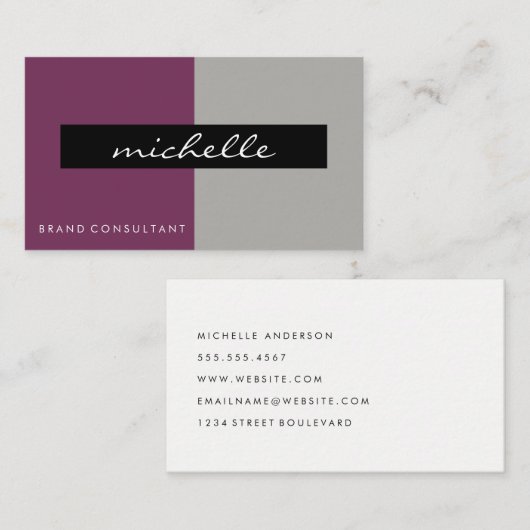 Twee Tinten Paars / Grijs Visitekaartje (Voorkant / Achterkant)