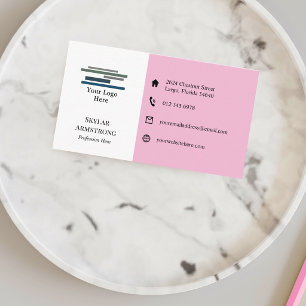 Twee Tinten Roze Wit Uw Logo Pictogrammen Eenzijdi Visitekaartje