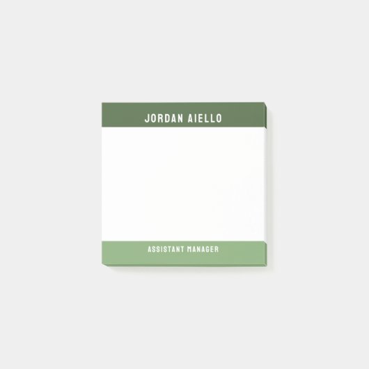 Twee tinten van Groene Naam & Titel Post-it® Notes (Voorkant)
