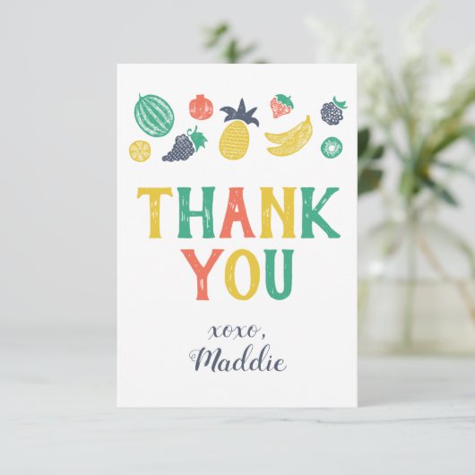 Twee-tit Fruiti Tweede Verjaardag Dank u Bedankkaart (Staand voorkant)