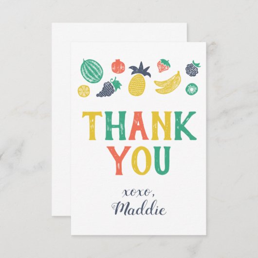 Twee-tit Fruiti Tweede Verjaardag Dank u Bedankkaart (Voorkant / Achterkant)