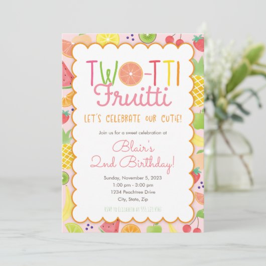 Twee-tit Fruitti Verjaardag Kaart (Staand voorkant)
