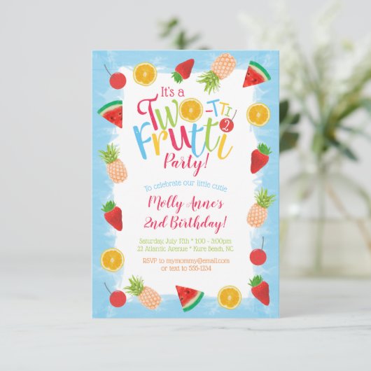 Twee-tit Frutti 2e verjaardag Fun Fruits Kaart (Staand voorkant)