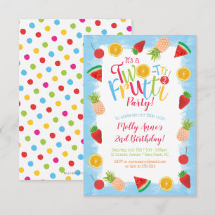 Twee-tit Frutti 2e verjaardag Fun Fruits Kaart