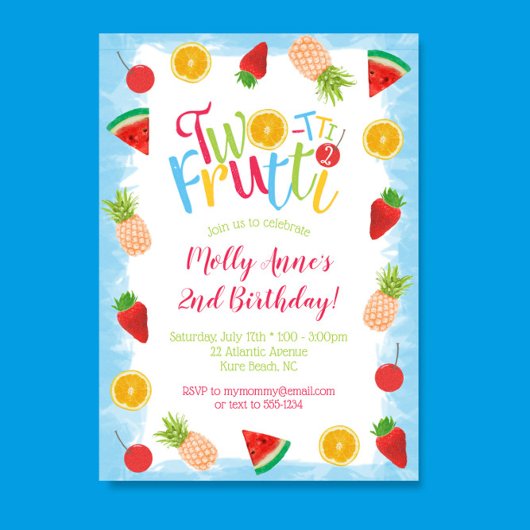 Twee-tit Frutti 2e Verjaardag Schattigee Vruchten Kaart