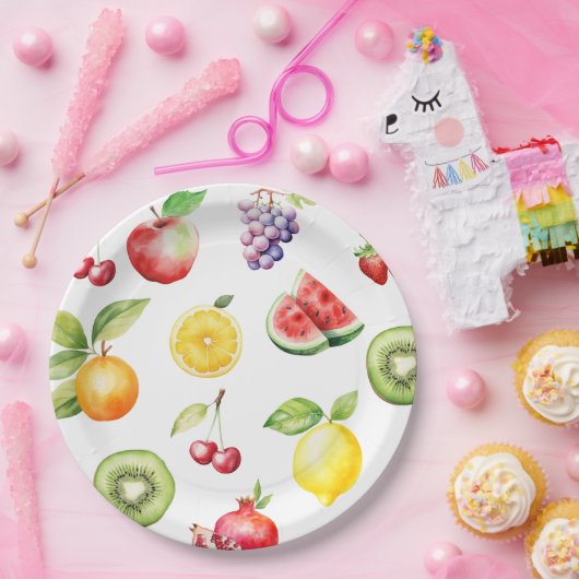 Twee-tit frutti fruit patroon verjaardagsfeestje papieren bordje (Feest)