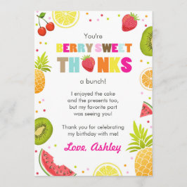 twee-tit Frutti Party Fruit verjaardag Dank u kaar Bedankkaart