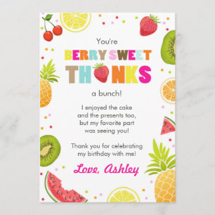 twee-tit Frutti Party Fruit verjaardag Dank u kaar Bedankkaart