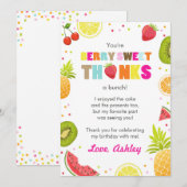 twee-tit Frutti Party Fruit verjaardag Dank u kaar Bedankkaart (Voorkant / Achterkant)