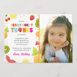 twee-tit Frutti Party Fruit verjaardag Dank u kaar Bedankkaart