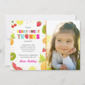 twee-tit Frutti Party Fruit verjaardag Dank u kaar Bedankkaart (Voorkant)