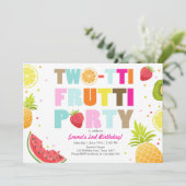 Twee-tit frutti party uitnodigen Tutti fruitige ve Kaart (Staand voorkant)