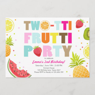 Twee-tit frutti party uitnodigen Tutti fruitige ve Kaart