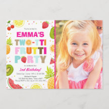 Twee-tit frutti party uitnodigen Tutti fruitige ve
