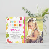 Twee-tit frutti party uitnodigen Tutti fruitige ve Kaart (Staand voorkant)