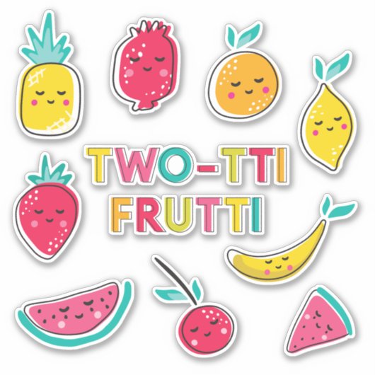 Twee-tit Frutti Schattigee Fruit Cocktail karakter Sticker (Voorkant)