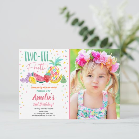 Twee-tit Frutti Tutti Fruitig Verjaardag Fruit Zom Kaart (Staand voorkant)