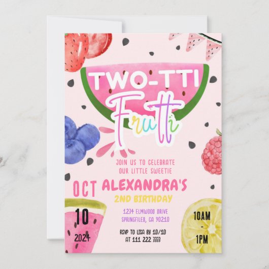 Twee-tit Frutti Tutti Frutti 2e verjaardag Kaart (Voorkant)