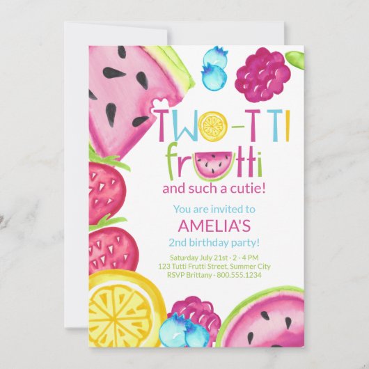 TWEE-tit Frutti Zo'n schattige zomer fruit Verjaar Kaart (Voorkant)