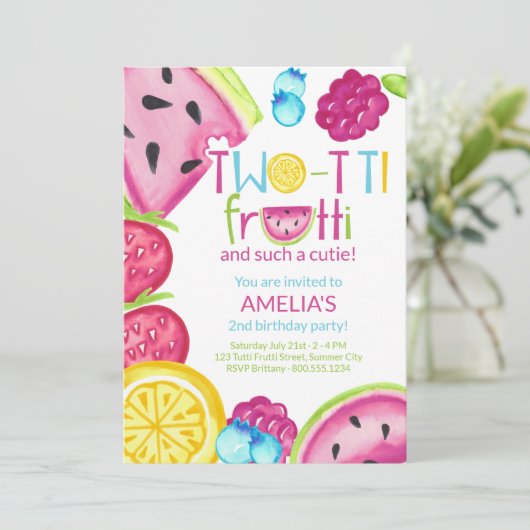 TWEE-tit Frutti Zo'n schattige zomer fruit Verjaar Kaart (Staand voorkant)