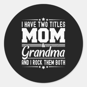 Twee titels mama en oma grappige moederdag ronde sticker