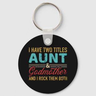 Twee titels tante en godmoeder retro sleutelhanger
