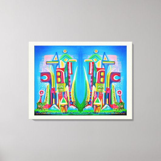 Twee toekomstig kunstcanvas voor steden canvas afdruk (Voorkant)