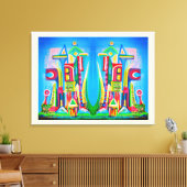 Twee toekomstig kunstcanvas voor steden canvas afdruk (Insitu (Woonkamer))