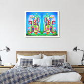 Twee toekomstig kunstcanvas voor steden canvas afdruk (Insitu (Slaapkamer))