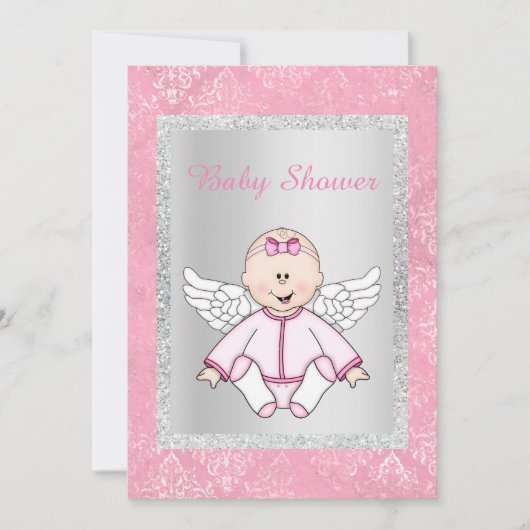  TWEE TONE ANGEL BABY SHOWER INVITE KAART (Voorkant)