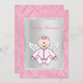  TWEE TONE ANGEL BABY SHOWER INVITE KAART (Voorkant / Achterkant)