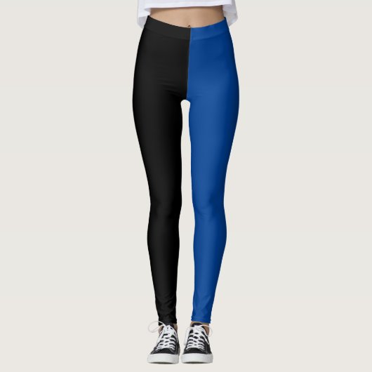Twee Tone Blue Black Halloween Leggings (Voorkant)