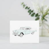 Twee Tone Blue en White Chevy Bel Air Briefkaart (Staand voorkant)
