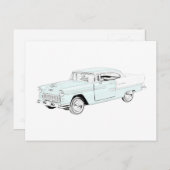 Twee Tone Blue en White Chevy Bel Air Briefkaart (Voorkant / Achterkant)