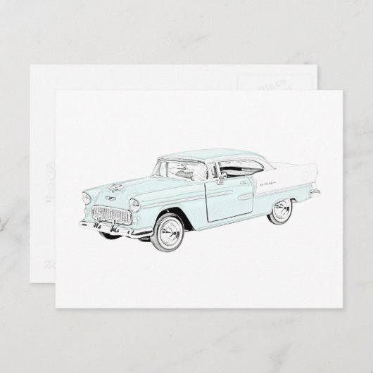 Twee Tone Blue en White Chevy Bel Air Briefkaart (Voorkant / Achterkant)