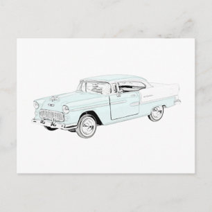 Twee Tone Blue en White Chevy Bel Air Briefkaart