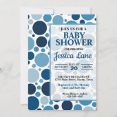 Twee Tone Blue Polka Dots Baby shower Uitnodiging (Voorkant)