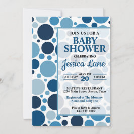 Twee Tone Blue Polka Dots Baby shower Uitnodiging