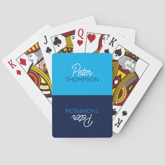 Twee Tone Blue-speelkaarten met naam Pokerkaarten (Achterkant)