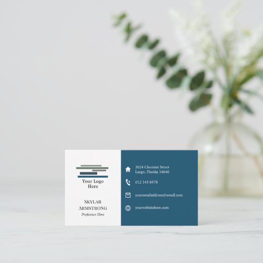 Twee Tone Blue White, je Logo pictogrammen één ver Visitekaartje (Staand voorkant)