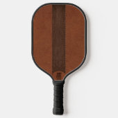 Twee-Tone Bruine Leer Textuur Monogram Pickleball Paddle (Achterkant)