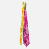 Twee Tone Camo Pink Yellow Monogram Groomsman Stropdas (Achterkant)
