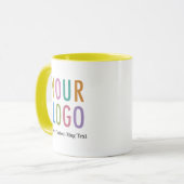 Twee Tone Gele Mok met Naam Custom Business Logo (Voorkant links)