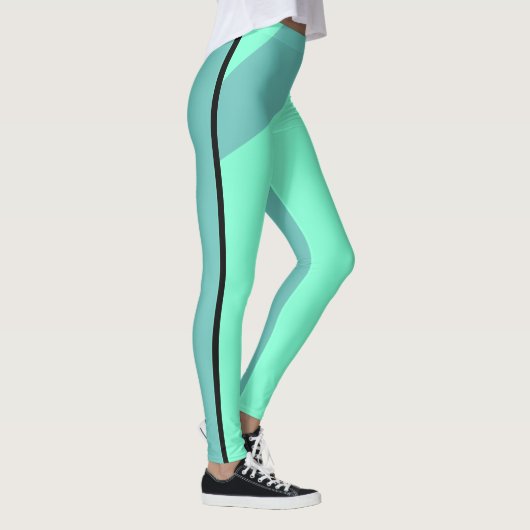 Twee Tone Geometric Aqua en Blauwgroen Leggings (Rechts)