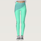 Twee Tone Geometric Aqua en Blauwgroen Leggings (Voorkant)