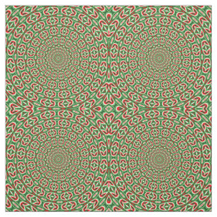 Twee Tone Green en Red en White Kerstmis Mandala Stof
