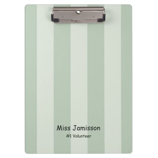 Twee Tone Green Stripe, #1 vrijwilliger met naam Klembord (Voorkant)