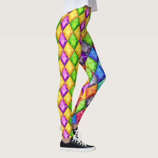 Twee Tone Mardi Gras Diamonds Pop Mode Leggings (Rechts)