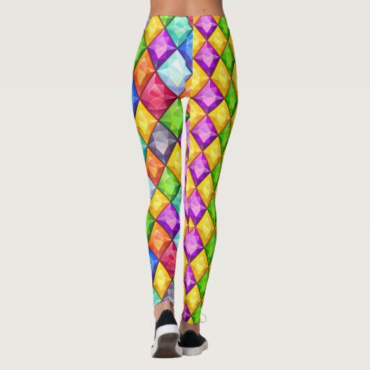 Twee Tone Mardi Gras Diamonds Pop Mode Leggings (Achterkant)