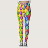 Twee Tone Mardi Gras Diamonds Pop Mode Leggings (Voorkant)